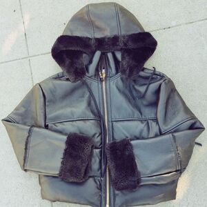 Rebecca Minkoff Black Faux Fur Puffer Jacket